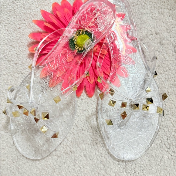Clear Studded Jelly Sandals - Picture 1 of 3